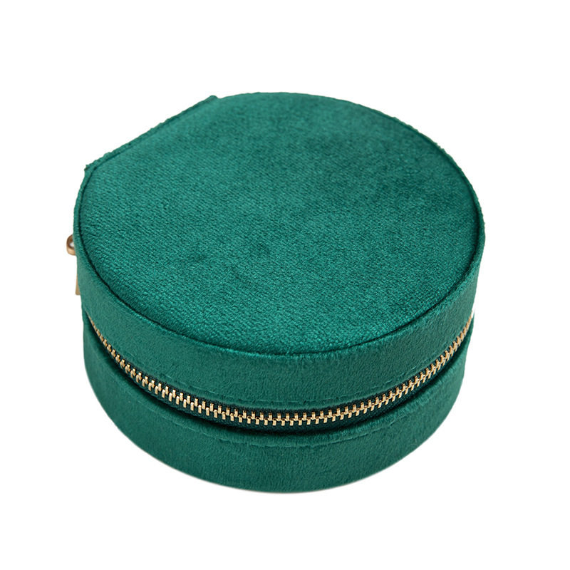 Round Shape Velvet Flocking Fabric Small Cute Travel Jewelry Box